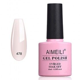 AIMEILI Vernis à Ongles Gel Naturel Transparent Nude, Vernis Semi Permanent Gelée de Cristal Soak Off UV LED Gel Nail Polish 
