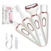 Layhou Kit dépilation électrique 4 en 1 pour femme - Rechargeable - Outil dépilation du nez, des lèvres, des sourcils, du v