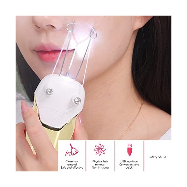 Épilateur électrique à Fil, LED USB Rechargeable Pour Lépilation du Visage Pour Femme, épilateur De Beauté Pour le Cou jaun