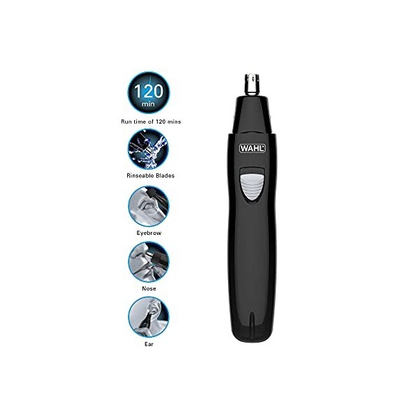 WAHL Tondeuse personnelle 3 en 1 pour poils de nez, sourcils, sourcils et poils du visage pour homme et femme, rechargeable, 