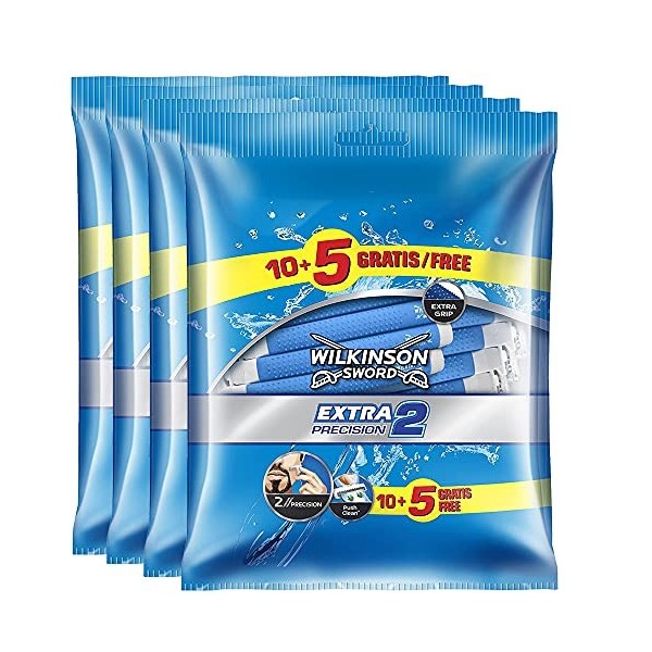 Wilkinson Sword extra 2 précision de rasoir jetable de 2 feuilles, pack de 15 unités