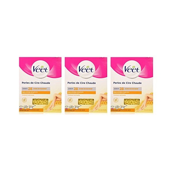 VEET Lot de 3 Perles de Cire Chaude Sachet de 230 g