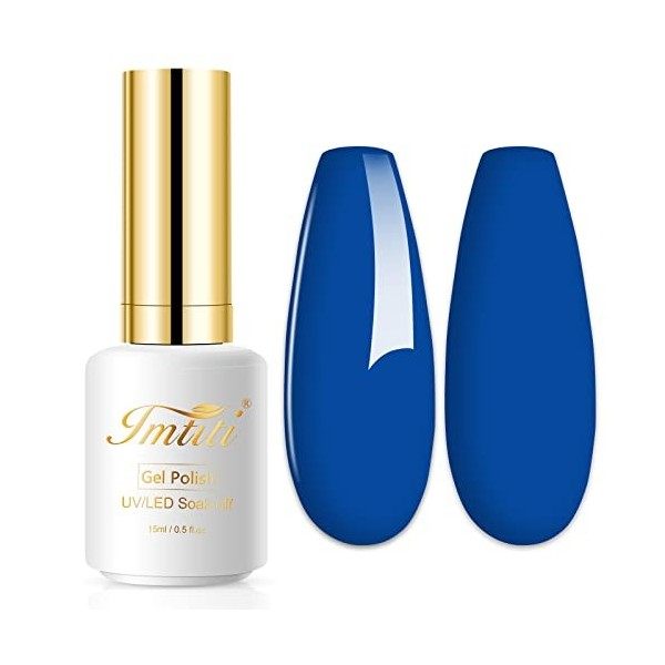 Imtiti Bleu Vernis Gels Semi-Permanents,15ml Vernis à Ongles Gel Bleu Marine LED UV Vernis à Ongles Gel DIY Nail Art Kit de D...