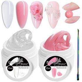 Biutee Gel Construction Gel Extension 2 Couleurs 15ml Uv Gel Builder Multifonctions Gel Pour Ongles Allonge Et Répare Quick B