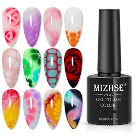 MIZHSE Blooming Gel Vernis à Ongles Universel Fleur de Marbre Vernis à Ongles Gel Fleur Effet Aquarelle Automne Design Manucu