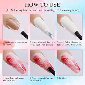 MIZHSE Blooming Gel Vernis à Ongles Universel Fleur de Marbre Vernis à Ongles Gel Fleur Effet Aquarelle Automne Design Manucu