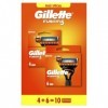 Gillette Fusion5 Recharges De Lames De Rasoir Pour Homme, 10 Recharges De Lames, Pack 6 + 4 Lames, Rasage Confortable