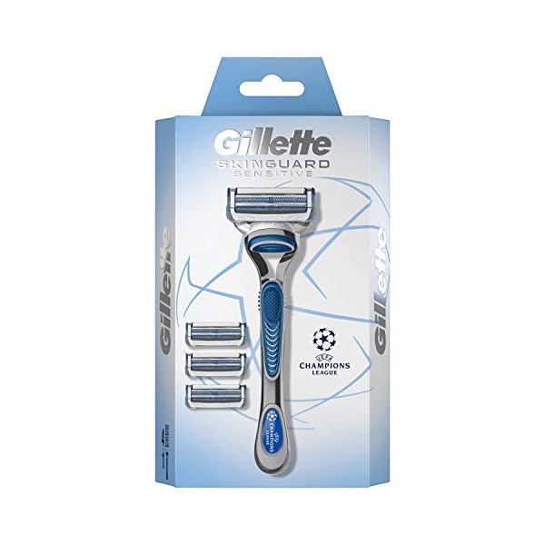 Gillette SkinGuard Peaux Sensibles Rasoir Homme + 4 Lames de Recharges [OFFICIEL]