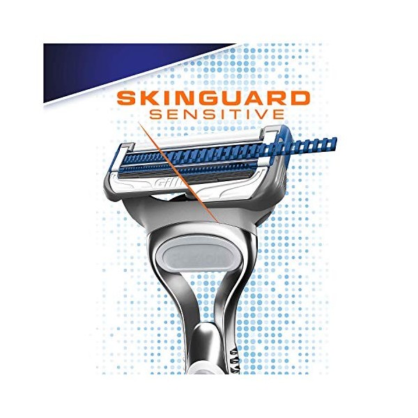 Gillette SkinGuard Peaux Sensibles Rasoir Homme + 4 Lames de Recharges [OFFICIEL]