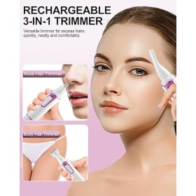 AREYZIN Tondeuse de nez indolore pour femme 2023 - Lames à double bord avec étanchéité IPX7, moteur puissant, nettoyage facil