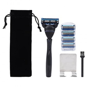 Rasoir de sécurité Rétro avec Lame à Double Tranchant, Ensemble de Rasoir Manuel avec Poignée Réutilisable, 4 Recharges, Lame