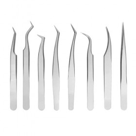 Ensemble de Pinces à Cils, 8 Pièces Pince à épiler en Acier Inoxydable à Pointe Fine, Conception Ergonomique, Moulage en une 