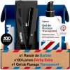 Sapiens Barbershop Kit Rasage Homme - Kit Rasoir Barbier avec Rasoir Coupe Choux Barbe + Gel de Rasage Transparent + 100 Lame