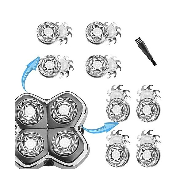 MAWAER Lot de 8 lames de rechange pour rasoir électrique SKULL SHAVER Pitbull Carver PRO 4 têtes