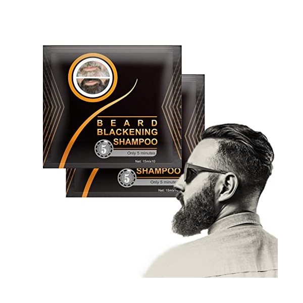 Shampooing à Barbe, Shampooing Naturel Noir Et Teinture Naturelle Pendant 5 Minutes Pour La Barbe, Les Cornes Et Les Cheveux 