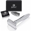 EBERBART Safety Razor incl. 5 lames + capuchon de protection + e-book gratuit - rasoir classique pour hommes avec tête de lam