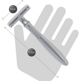 EBERBART Safety Razor incl. 5 lames + capuchon de protection + e-book gratuit - rasoir classique pour hommes avec tête de lam