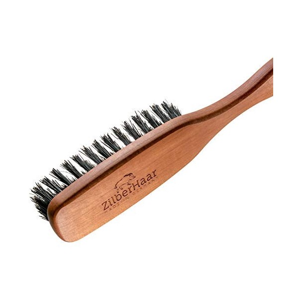 ZilberHaar - Brosse Cheveux & Barbe Long - 100% Poils Véritable de Sanglier Doux de 2e Coupe - Soin du Visage Hommes Compatib