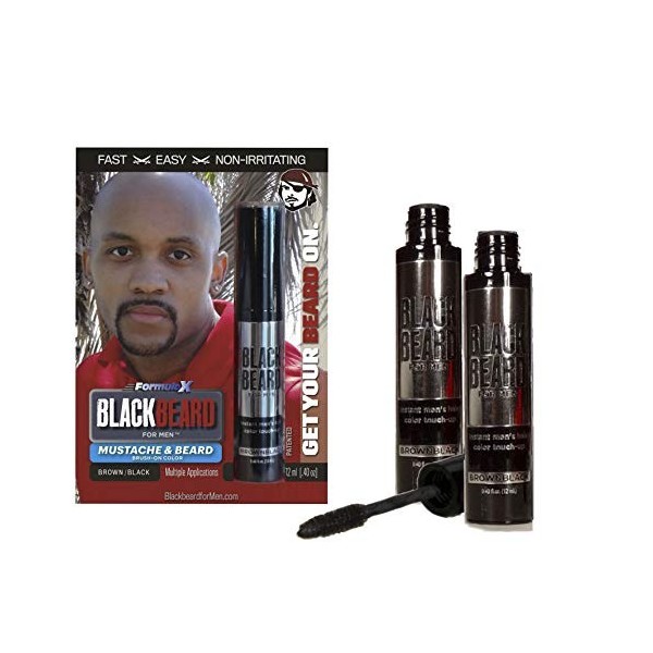 Blackbeard for Men Formula X - Teinture Instantanée à Appliquer pour Barbe et Moustache - Lot de 2 Noir brun 