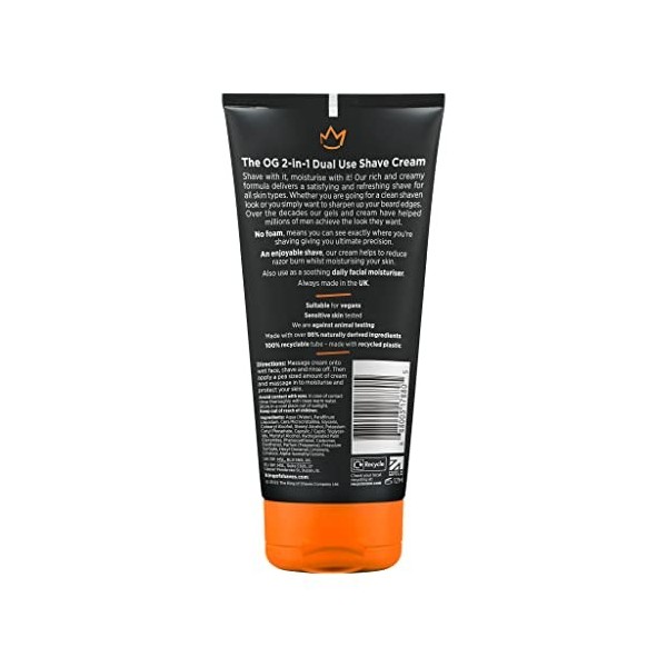 King of Shaves Crème à raser 2 en 1 sans mousse et crème hydratante quotidienne pour le visage pour hommes, 150ml QUAD PACK