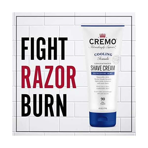 Cremo Cooling Shave Cream, Astonishingly Superior Smooth Shaving Cream Fights Nicks, Cuts And Razor Burn, 180mls