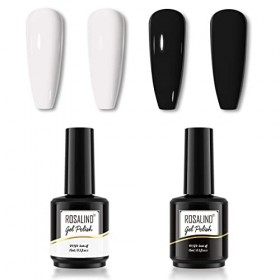 ROSALIND Blanc Noir Couleur Vernis Semi Permanent Set, 15ml Vernis à Ongles Set, Gel Pour Salon de Manucure Besoin de Lampe U