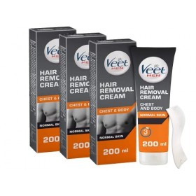 Veet For Men Lot de 3 tubes de crème dépilatoire pour homme 200 ml