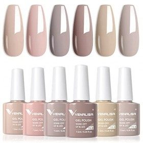 VENALISA 6 pcs Lot de Vernis Gel Semi-Permanent Transparent Rose Violet brun Naturelle Tones Nude Naturel Gel Nail Polish UV/