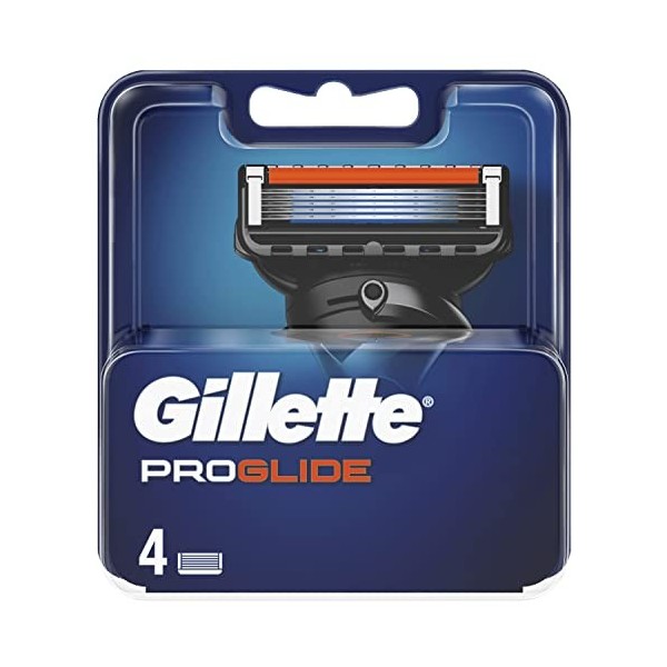 Gillette ProGlide Lot de 4 lames de rasoir pour homme avec 5 lames anti-friction pour un rasage de près et durable