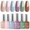 VENALISA 6 pcs Lot de Vernis Gel Semi-Permanent Transparent Rose Violet brun Naturelle Tones Nude Naturel Gel Nail Polish UV/