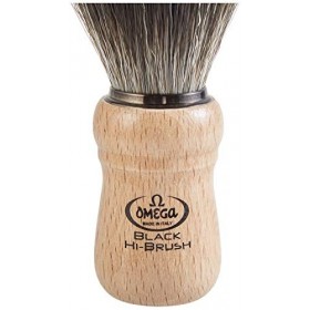 Omega Brosse à raser en fibre synthétique, manche en bois de hêtre&nbsp;–&nbsp;1&nbsp;unité