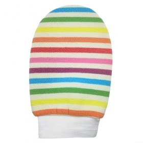 EpheyFIF Gants exfoliants, gants de douche à rayures arc-en-ciel, gants exfoliants pour le bain et le corps, gommage les poil