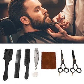 Ensemble de Ciseaux de de Cheveux, Ciseaux de de Cheveux Professionnels de 7,0 Pouces avec Rasoir Noir, Ensemble de Ciseaux d