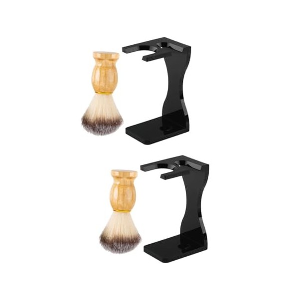 minkissy Lot de 2 brosses à raser en bois pour le visage, crème de rasage, crème de rasage, brosse à raser, brosse de rasage,