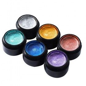 Mifive Nail Gel Set AraignéE, Tirer Ligne Nails Art Soie 6 PièCes Peinture Ligne Faire Tremper TréFilage Elasticité Off Conce