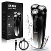 Sejoy Rasoir électrique pour homme, rasoir rotatif, rasoir électrique rechargeable avec tondeuse pop-up, charge rapide en 1 h