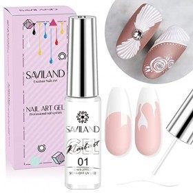 Saviland Vernis à Ongles Gel Peint, Liner Gel Nail Art Utiliser Facilement, 【Ultra-fin et Lisse】Gel Paint, French Manucure Se