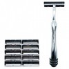 Super Safety Razors All Metal Trac 2 Trac II G2, GII Compatible rasoir et 10 Taconic Shave jumeaux Cartouches lame