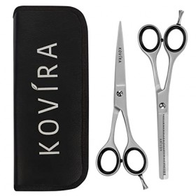 Kovira Lot de 2 Ciseaux de Coiffure Professionnel - Ciseaux de Coiffeur 14 cm de Long - Ciseaux Cheveux pour Effiler et Désép