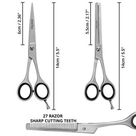 Kovira Lot de 2 Ciseaux de Coiffure Professionnel - Ciseaux de Coiffeur 14 cm de Long - Ciseaux Cheveux pour Effiler et Désép