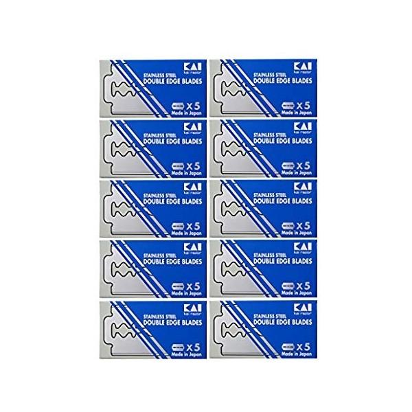 50 KAI Stainless Steel Double Edge Safety Razor Blades by Kai