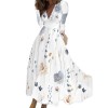 Fogcroll Women A-Line Dress Robe Maxi élégante à imprimé Floral pour Femmes, col en v, Manches Longues, Taille Haute, Robe Lo