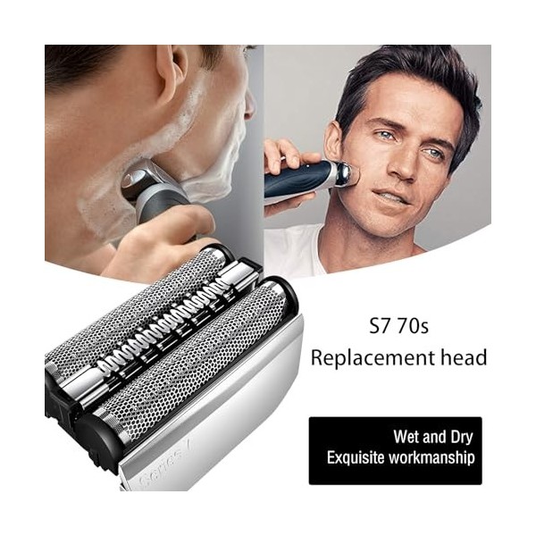 70S Kit de tête de rasoir de rechange pour rasoirs Braun série 7, compatible avec les rasoirs Braun 7 Series 720, 730, 760CC,