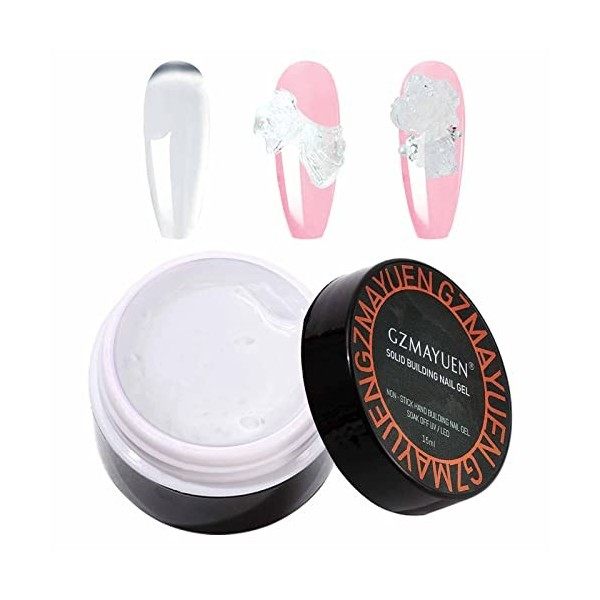 GZMAYUEN Non-Stick Solide Sculpture Builder Gel Blanc Gel Ongle UV Construction 15ML White Solid Gel Extension Ongles Décorat