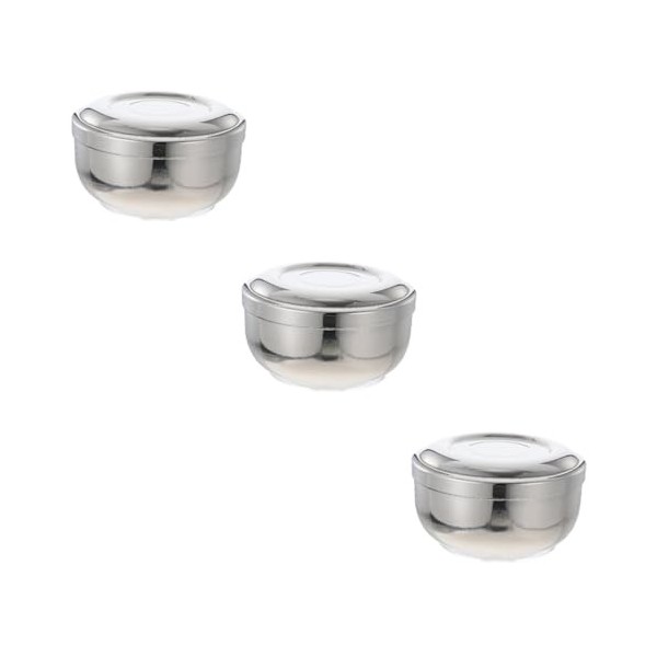minkissy 2 Pièces Bol Soupe Bulle Rasage Crème De Sécurité Plat Magasin De Métal Robuste Rasage Nettoyage Hommes Acier Couver