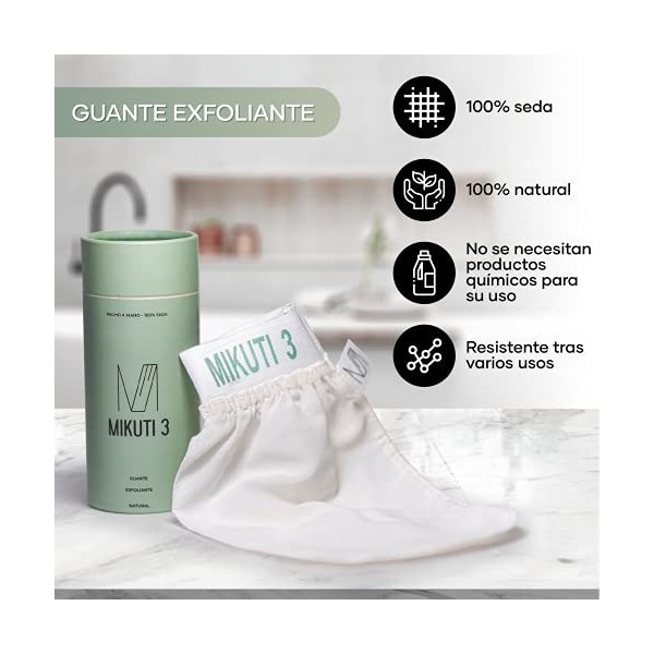 Gant exfoliant corporel en soie 100% naturelle - Gant exfoliant pour le bain et la douche, élimine les cellules mortes, élimi