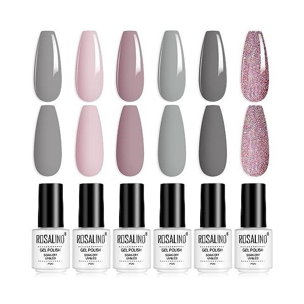 ROSALIND Vernis Semi Permanant UV Nail Art Lot Série Gris Clair Gel de Construction Pour Ongle Acrylique Beauty Salon Pour la