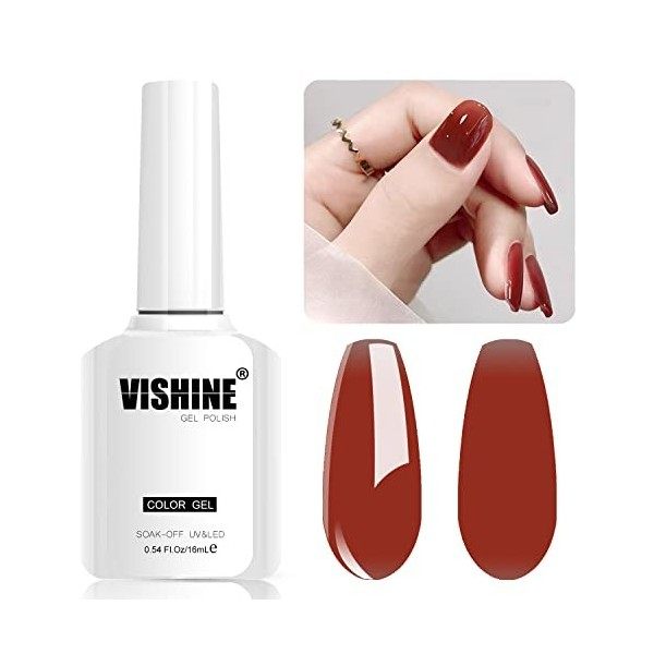Vishine Vernis Gel Semi-Permanent Couleur Translucide, 16ml Vernis à ongles Jelly Gel Naturel Transparent Rouge Gelée de Cris