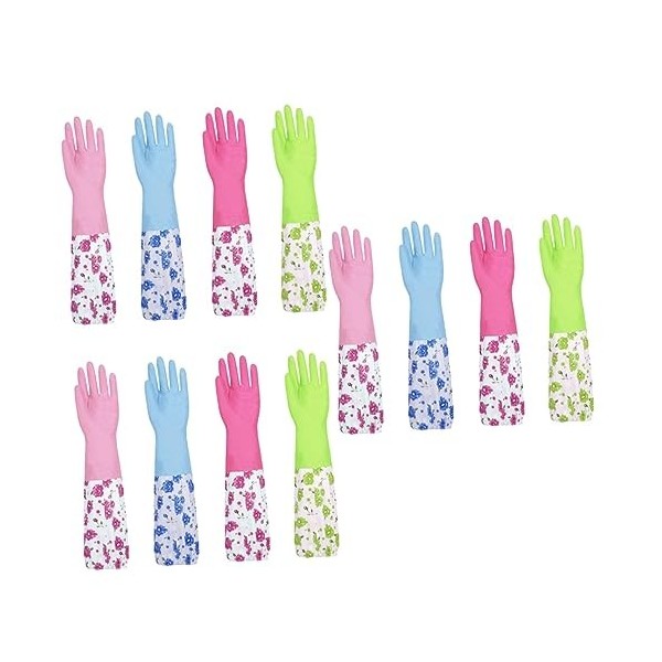 Mobestech 4 Paires De Gants Gant De Cuisine Gants En Caoutchouc Gants Allongés Gants Chauds Gants En Latex Gants De Vaisselle