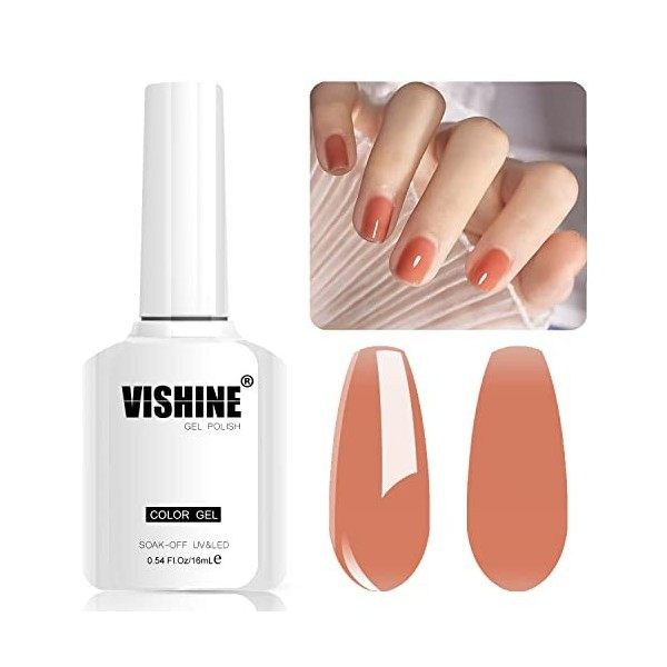 Vishine Vernis Gel Semi-Permanent Couleur Translucide, 16ml Vernis à ongles Jelly Gel Naturel Transparent Rouge Gelée de Cris